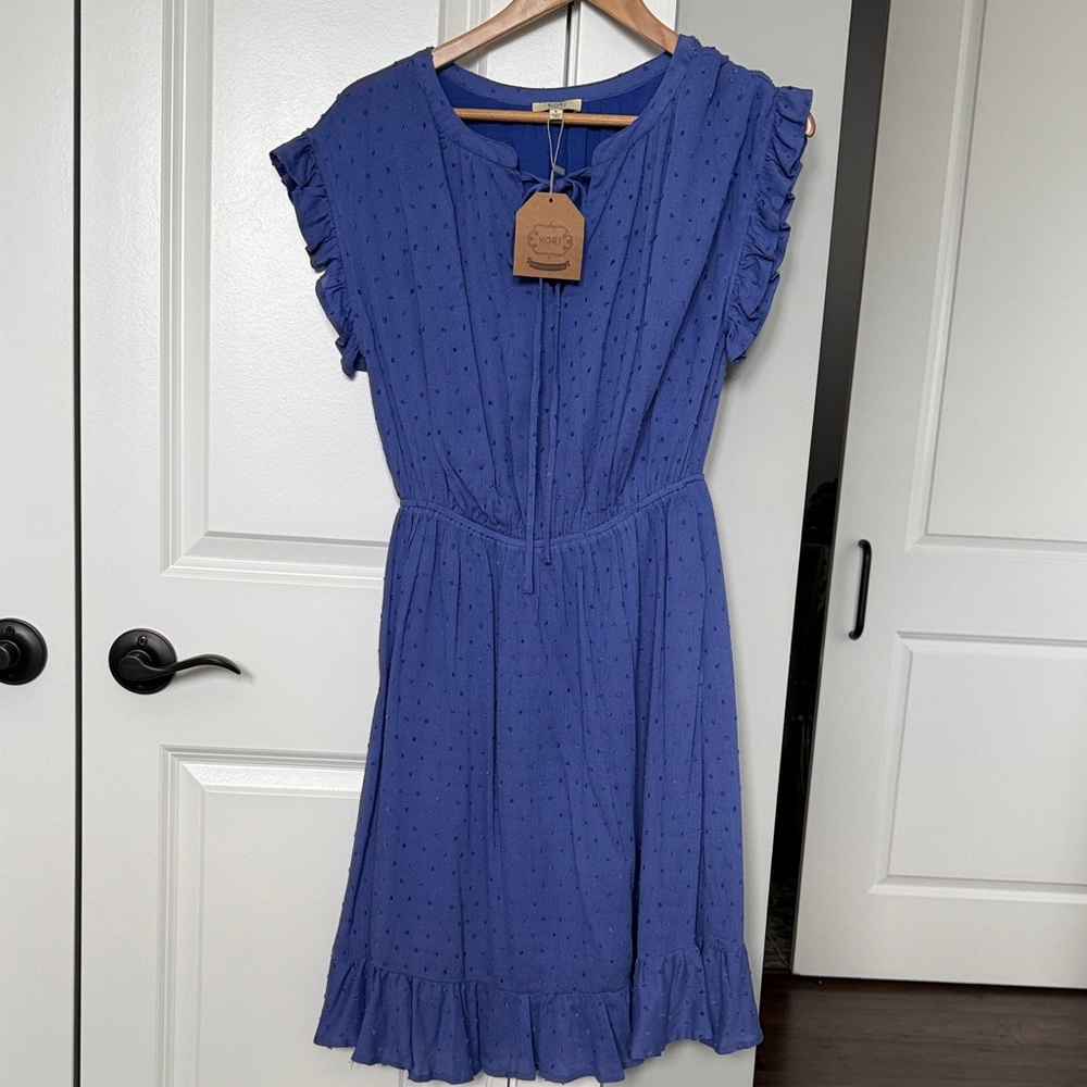 Kori Blue Ruffle Sleeve Dress